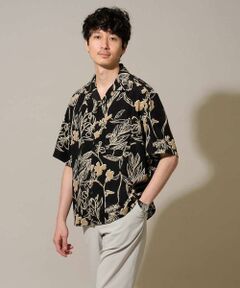 a.v.v / アー・ヴェ・ヴェ シャツ・ブラウス | 【イージーケア/洗濯機で洗える/接触冷感/毛玉になりにくい】フラワープリントゴブソデオープンカラーシャツ