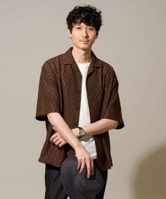 a.v.v / アー・ヴェ・ヴェ シャツ・ブラウス | 【イージーケア/洗濯機で洗える/速乾/毛玉になりにくい】ダイヤジャカードゴブソデオープンカラーシャツ