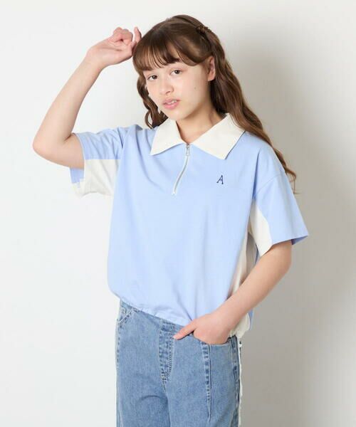 a.v.v / アー・ヴェ・ヴェ カットソー | [140-150]【男女兼用】襟付きバイカラーハーフジップ | 詳細2