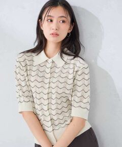 a.v.v / アー・ヴェ・ヴェ カーディガン・ボレロ | 襟付き透かし柄カーディガン