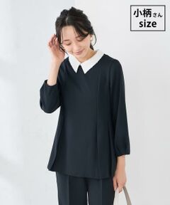 a.v.v / アー・ヴェ・ヴェ シャツ・ブラウス | 【低身長サイズ】2WAYサテン襟付きペプラムブラウス【洗える/速乾/毛玉になりにくい/イージーケア】