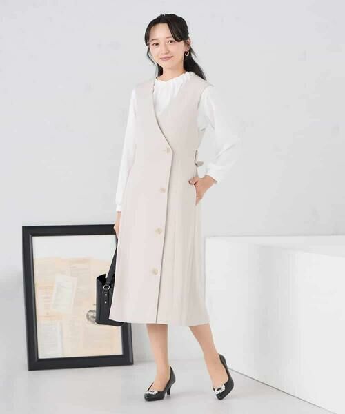 a.v.v / アー・ヴェ・ヴェ ロング・マキシ丈ワンピース | 【低身長サイズ】【洗える/ストレッチ/セットアップ対応】ダブルクロスロングジレワンピース | 詳細10