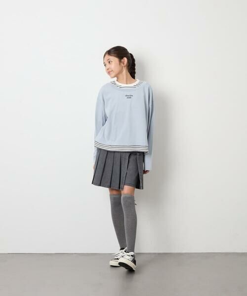 a.v.v / アー・ヴェ・ヴェ カットソー | [140-160]ボーダーレイヤード風ロングTシャツ | 詳細6