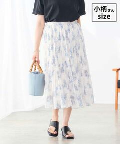 【低身長サイズ/洗える】フラワープリントランダムプリーツスカート