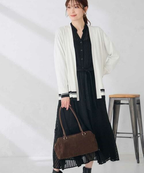a.v.v / アー・ヴェ・ヴェ カーディガン・ボレロ | バイカラーボタンレス カーディガン | 詳細6