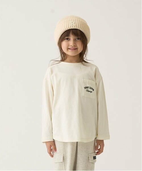 b・ROOM / ビールーム Tシャツ | 【型崩れしないやわらかコットン】【万能アイテム】ラウンドヘムポケットTシャツ（アイボリー）