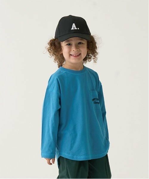 b・ROOM / ビールーム Tシャツ | 【型崩れしないやわらかコットン】【万能アイテム】ラウンドヘムポケットTシャツ（ブルー グリーン）