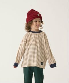 b・ROOM / ビールーム Tシャツ | 【型崩れしないやわらかコットン】プリントミジンボーダービッグシルエットTシャツ