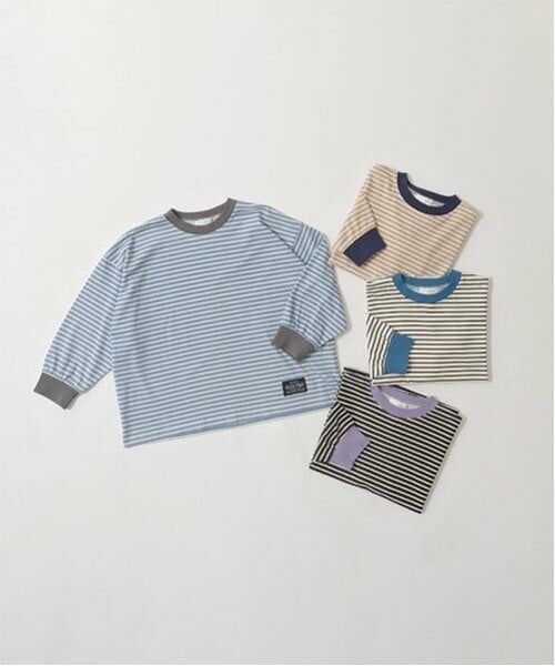 b・ROOM / ビールーム Tシャツ | 【型崩れしないやわらかコットン】プリントミジンボーダービッグシルエットTシャツ | 詳細1