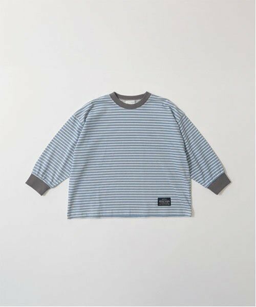 b・ROOM / ビールーム Tシャツ | 【型崩れしないやわらかコットン】プリントミジンボーダービッグシルエットTシャツ | 詳細2