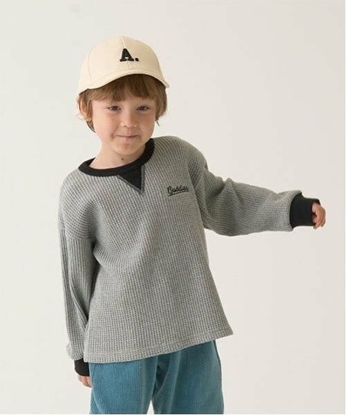 b・ROOM / ビールーム Tシャツ | 【ふわふワッフル】バイカラートップス（トップ グレー）