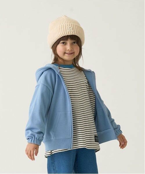 b・ROOM / ビールーム パーカー | 【セットアップ可能】ドロップシンプルジップパーカ（ブルー グレー）