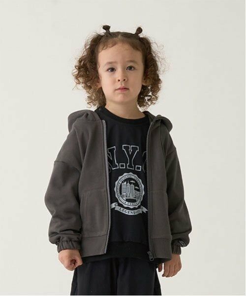 b・ROOM / ビールーム パーカー | 【セットアップ可能】ドロップシンプルジップパーカ（チャコール）