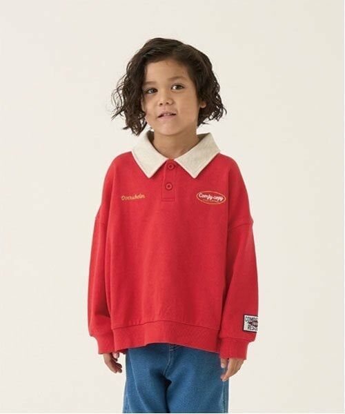 b・ROOM / ビールーム スウェット | 【毛玉バイバイ裏毛】衿付きビッグスウェット（赤）