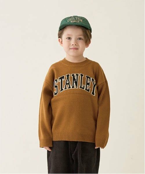 b・ROOM / ビールーム ニット・セーター | カレッジロゴセーター（キャメル）