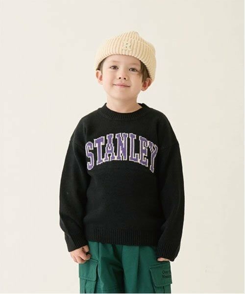 b・ROOM / ビールーム ニット・セーター | カレッジロゴセーター（黒）