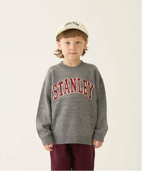 b・ROOM / ビールーム ニット・セーター | カレッジロゴセーター（トップ グレー）