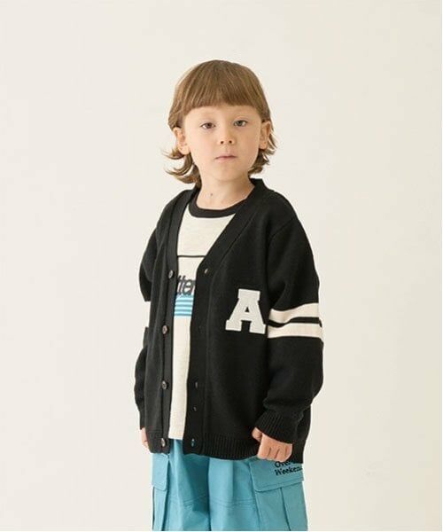 b・ROOM / ビールーム カーディガン・ボレロ | アップリケニットカーディガン（黒）