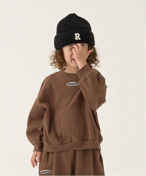 b・ROOM / ビールーム スウェット | 【セットアップ可能】【毛玉バイバイ裏起毛裏毛】切替えビッグスウェット（茶）