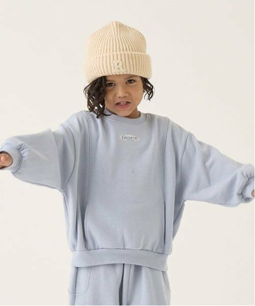 b・ROOM / ビールーム スウェット | 【セットアップ可能】【毛玉バイバイ裏起毛裏毛】切替えビッグスウェット（ブルー グレー）