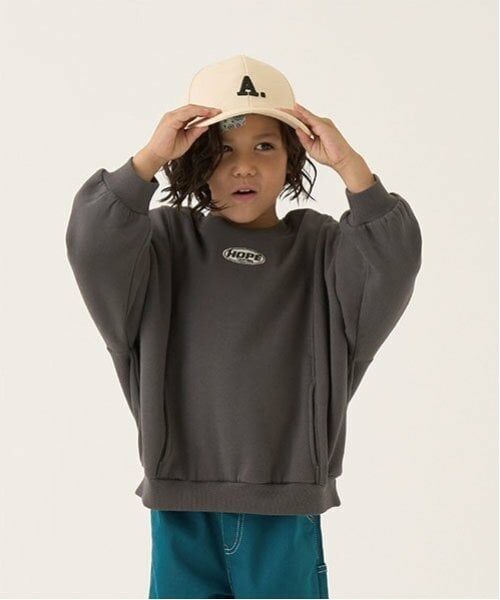 b・ROOM / ビールーム スウェット | 【セットアップ可能】【毛玉バイバイ裏起毛裏毛】切替えビッグスウェット（チャコール）