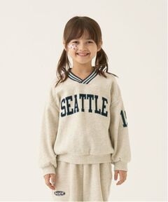 b・ROOM / ビールーム スウェット | 【毛玉バイバイ裏起毛裏毛】Vネックリブロゴスウェット