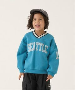 b・ROOM / ビールーム スウェット | 【毛玉バイバイ裏起毛裏毛】Vネックリブロゴスウェット