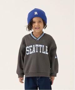 b・ROOM / ビールーム スウェット | 【毛玉バイバイ裏起毛裏毛】Vネックリブロゴスウェット