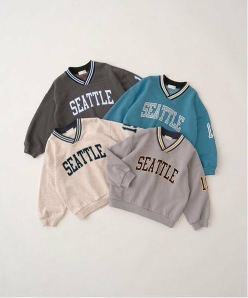 b・ROOM / ビールーム スウェット | 【毛玉バイバイ裏起毛裏毛】Vネックリブロゴスウェット | 詳細1