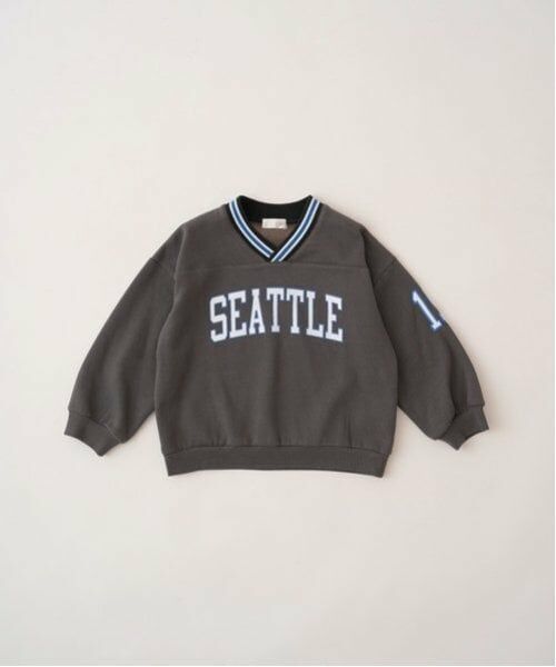 b・ROOM / ビールーム スウェット | 【毛玉バイバイ裏起毛裏毛】Vネックリブロゴスウェット | 詳細2