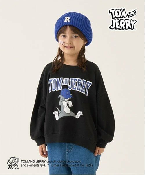 b・ROOM / ビールーム スウェット | 【TOM AND JERRY】【毛玉バイバイ裏毛】ビッグシルエットプリントスウェット（黒）