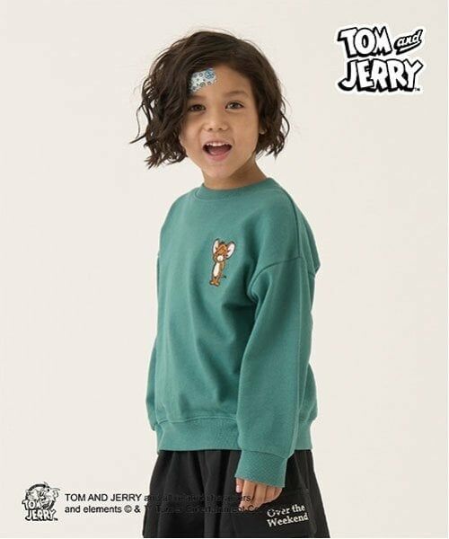 b・ROOM / ビールーム スウェット | 【TOM AND JERRY】【毛玉バイバイ裏毛】刺しゅう&プリントスウェット（モス グリーン）