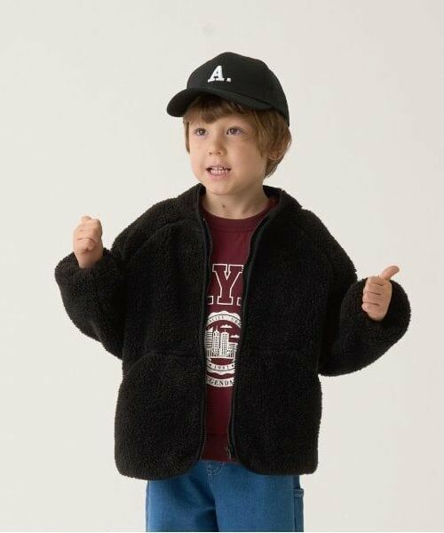 b・ROOM / ビールーム ブルゾン | 【万能アウター】ジップアップボアジャケット（黒）