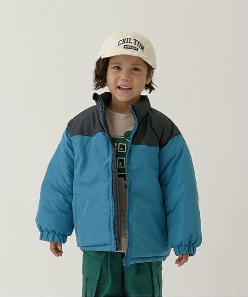 b・ROOM / ビールーム ブルゾン | 【万能アウター】バイカラーパフジャケット（ブルー グリーン）