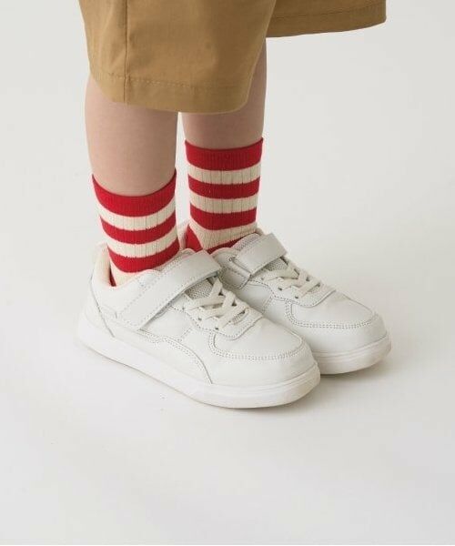b・ROOM / ビールーム ソックス | ボーダークルーソックス（赤）