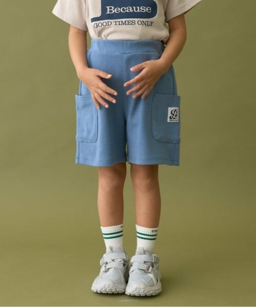 b・ROOM / ビールーム ショート・ハーフ・半端丈パンツ | 【ともパン】サイドポケット4分丈パンツ（モデレートブルー）