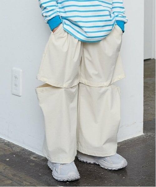b・ROOM / ビールーム その他パンツ | 【丈を変えられる2way】ストレッチイージーパンツ（アイボリー）