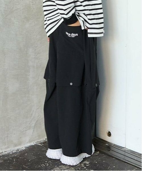 b・ROOM / ビールーム その他パンツ | 【丈を変えられる2way】ストレッチイージーパンツ（黒）