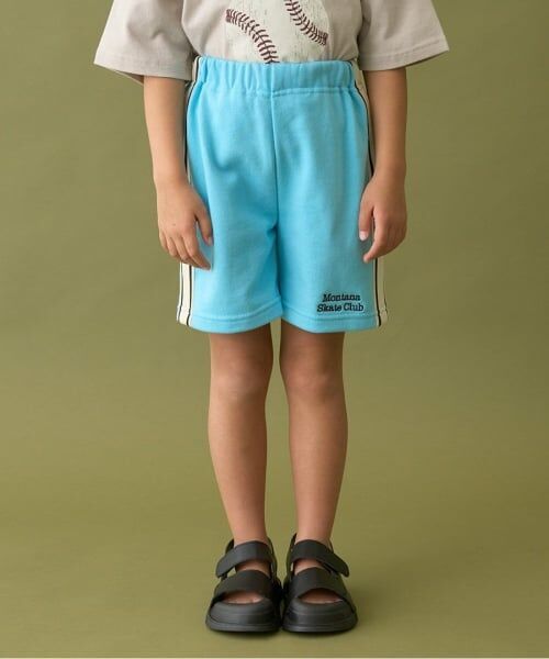 b・ROOM / ビールーム ショート・ハーフ・半端丈パンツ | 4分丈サイドラインスウェットパンツ（ターコ）