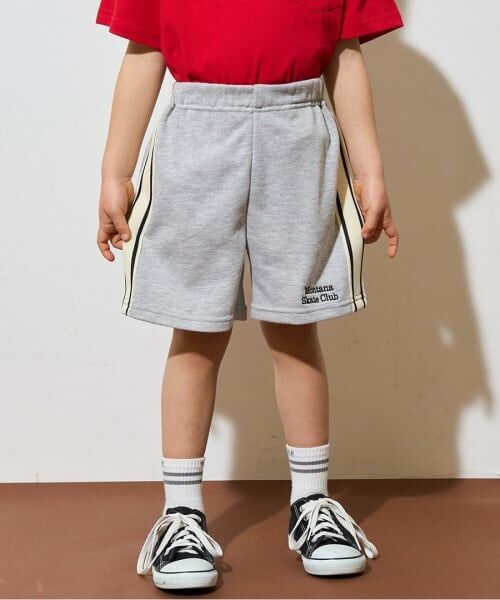 b・ROOM / ビールーム ショート・ハーフ・半端丈パンツ | 4分丈サイドラインスウェットパンツ（トップグレー）