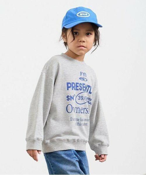 b・ROOM / ビールーム スウェット | 【万能アイテム】選べる6パターンプリントスウェット(トップ グレー)