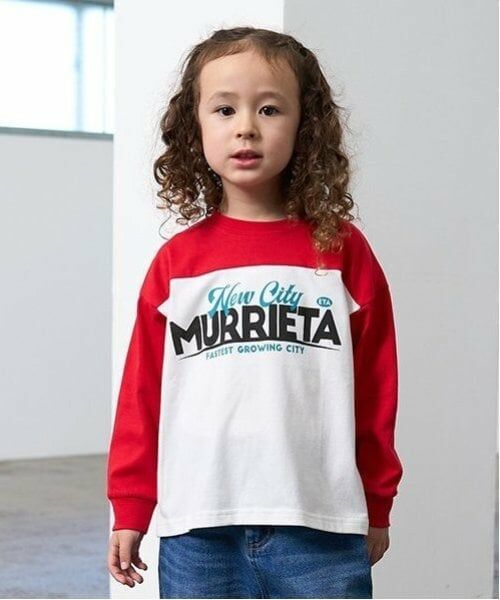 b・ROOM / ビールーム Tシャツ | 【カイテキ天竺】ビッグシルエットバイカラーロゴTシャツ（赤）