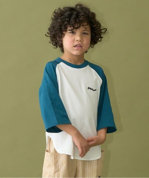 b・ROOM / ビールーム Tシャツ | 【カイテキ天竺】ビッグシルエット7分袖ラグランTシャツ（ディープグリーン）