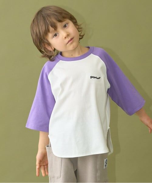 b・ROOM / ビールーム Tシャツ | 【カイテキ天竺】ビッグシルエット7分袖ラグランTシャツ（パープル）