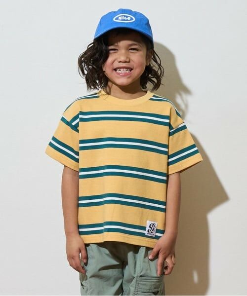 b・ROOM / ビールーム Tシャツ | ビッグシルエット先染めボーダーTシャツ（カラシ）