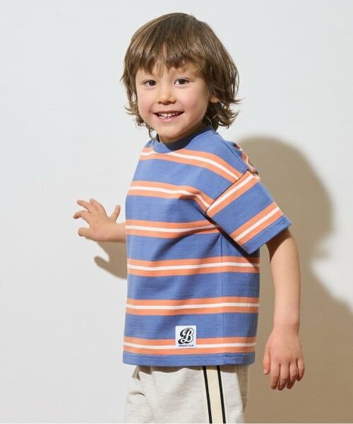 b・ROOM / ビールーム Tシャツ | ビッグシルエット先染めボーダーTシャツ（モデレートブルー）