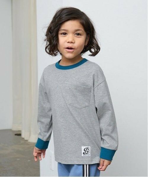 b・ROOM / ビールーム Tシャツ | 【カイテキ天竺】バイカラーポケットTシャツ（トップ グレー）