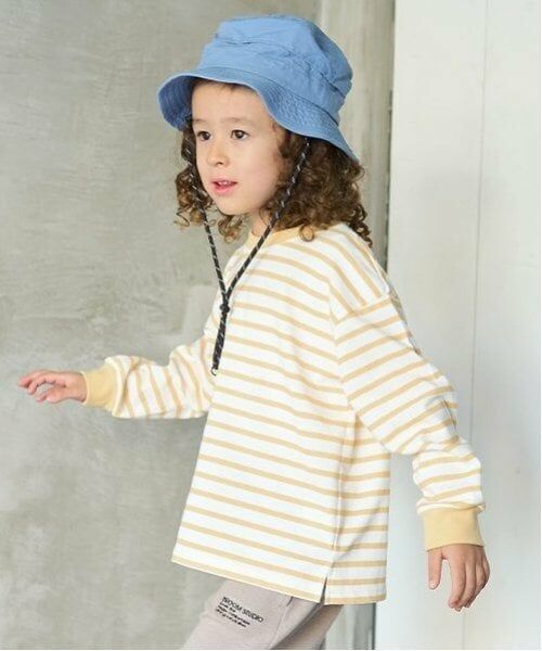 b・ROOM / ビールーム Tシャツ | 【カイテキ天竺】ボーダー長袖Tシャツ（カラシ）