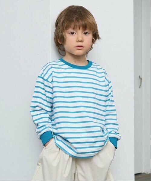 b・ROOM / ビールーム Tシャツ | 【カイテキ天竺】ボーダー長袖Tシャツ（ターコ）