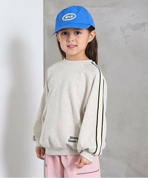 b・ROOM / ビールーム スウェット | ラインラグランスウェット(オートミール)